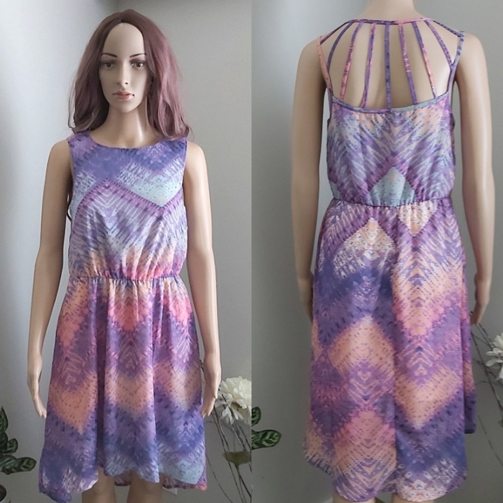 Triple Five Soul dress sleeveless high low meadow purple peach boho y2k